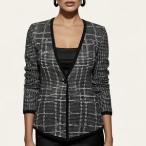 Escada Strikejacke Knit Cardigan Sweater Size 38 Tweed Coco Luxury